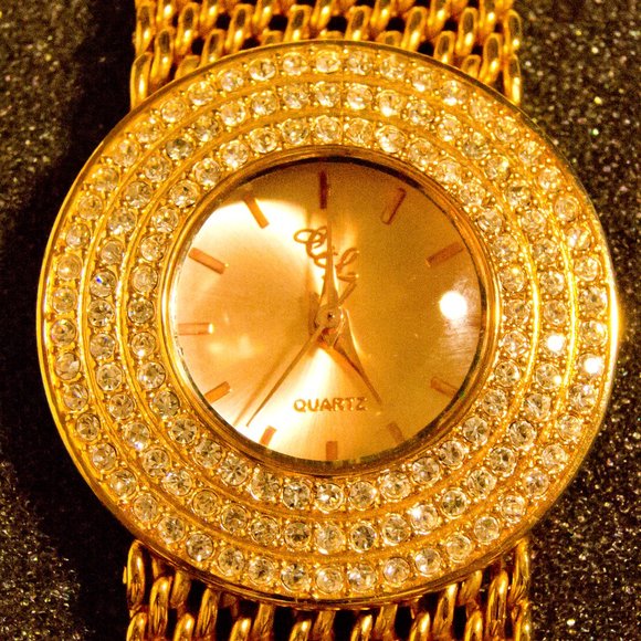 Colleen Lopez Ladies Gold and Crystal Dress Watch - Picture 4 of 11
